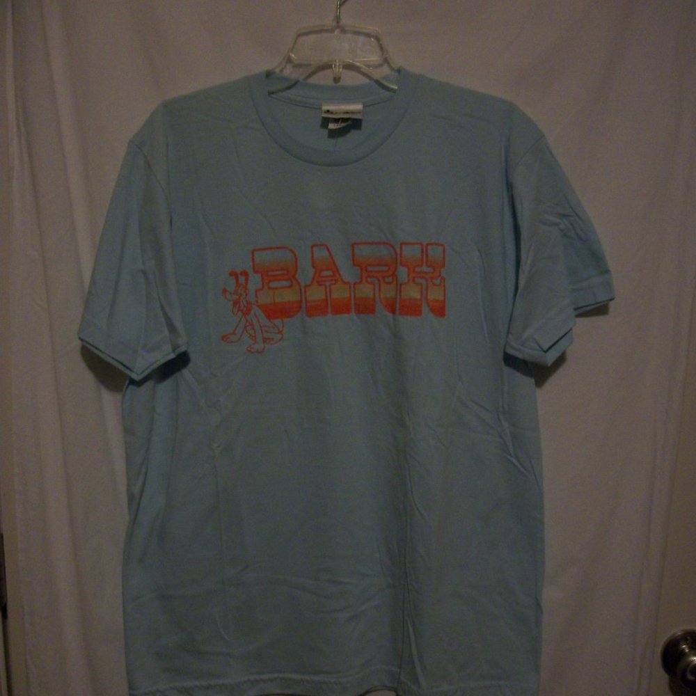 Disney Pluto "BARK" Light Blue Sz LARGE Tee  NWT